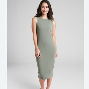 Athleta Sunstream Ribbed Midi Dress Size Small NEW in Sage Travel Resort‎ Beach